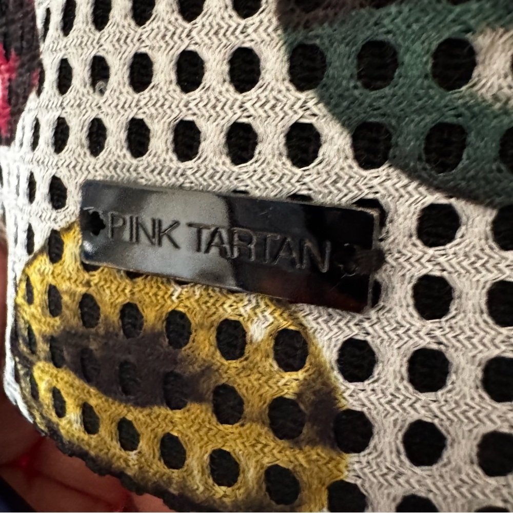Pink Tartan Digital Lip Print Top S-M - Picture 9 of 9